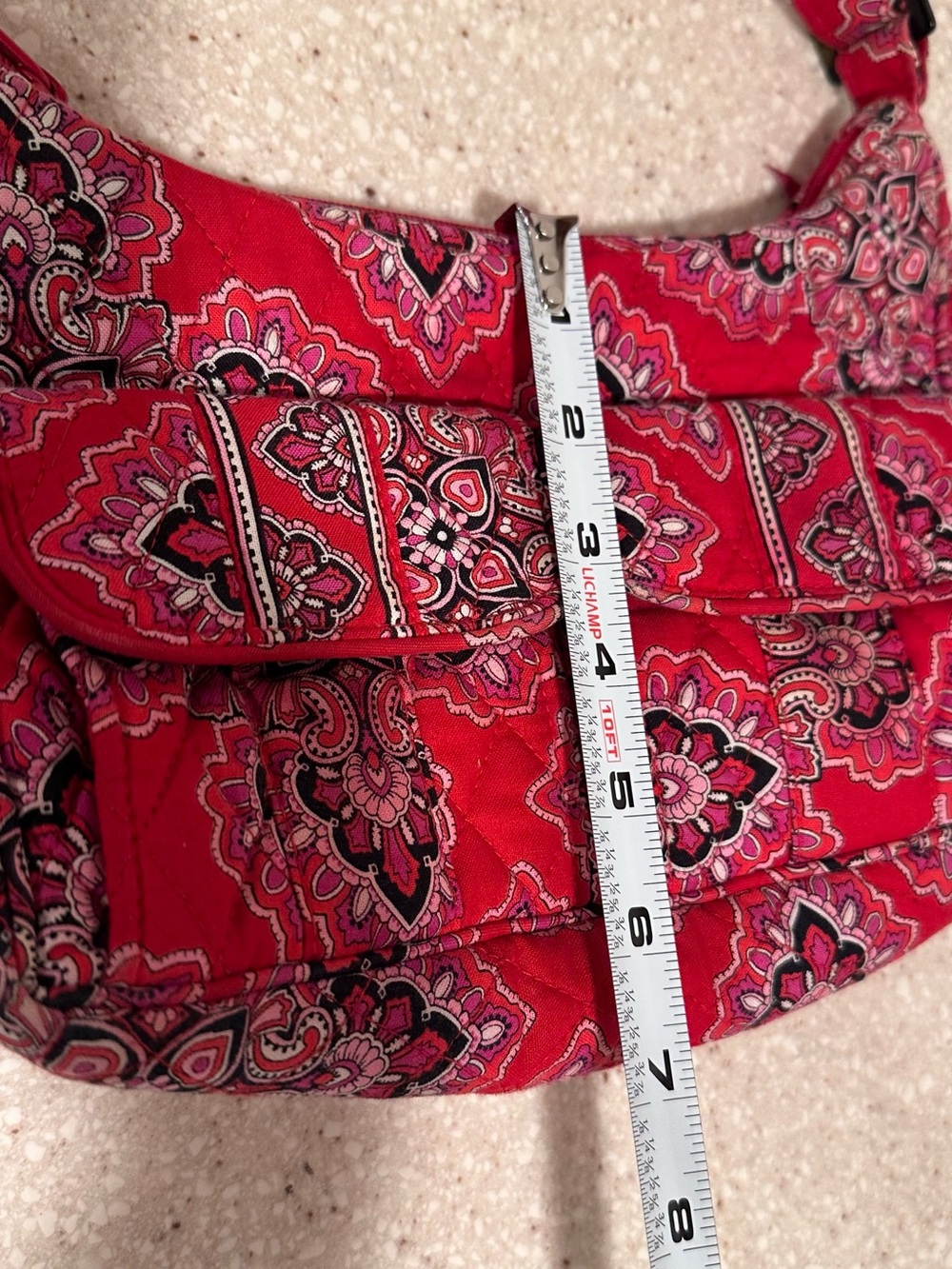 Vera Bradley Libby Crossbody Bag Frankly Scarlet 2008 Red Paisley Quilted Cotton - Picture 14 of 17